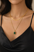 Dual Layer Emerald Charm Necklace