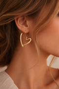 Gold Heart Hoop Earrings