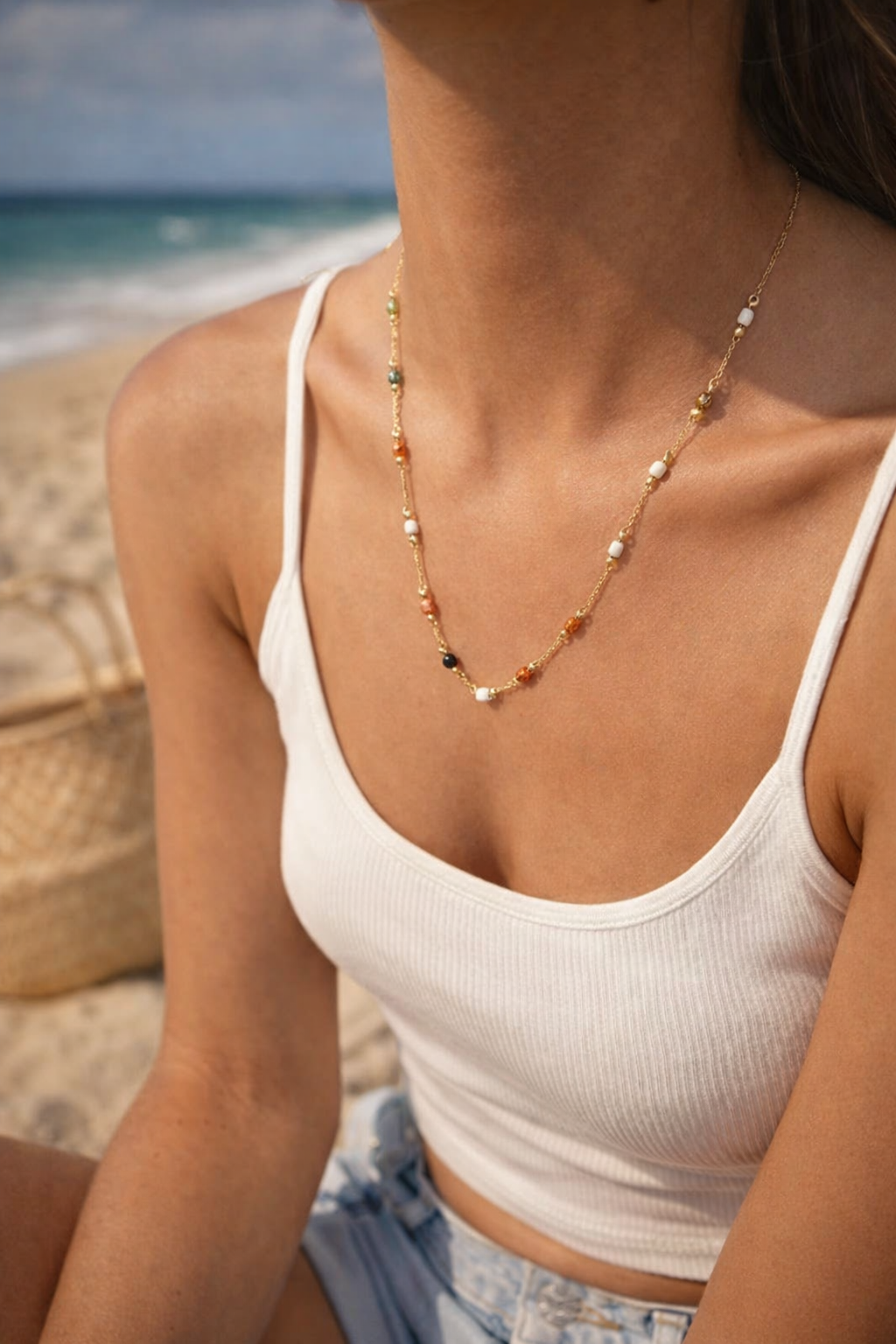 Stylish Beaded Gold Necklace
