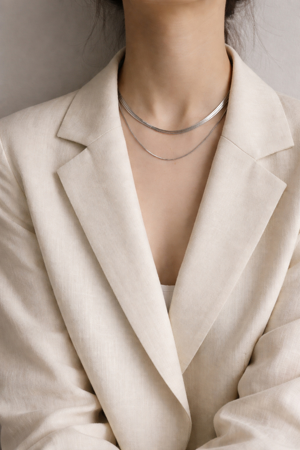 Minimal Silver Layered Necklace