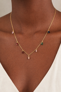Rainbow Gemstone Charm Gold Necklace