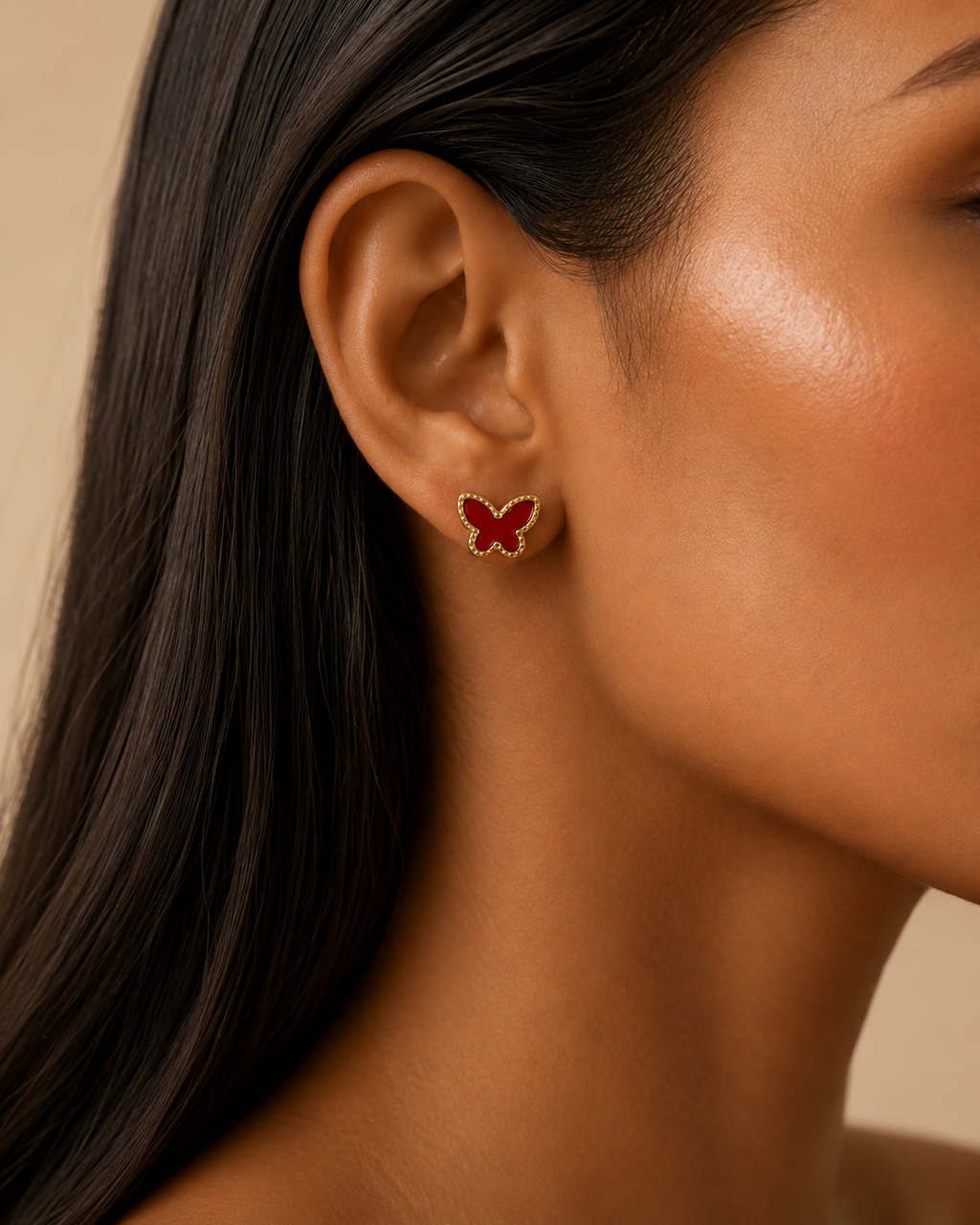 Crimson Butterfly Studs