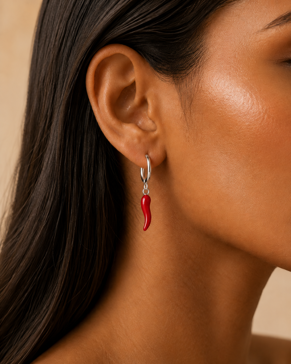 Spicy Charm Silver Hoops