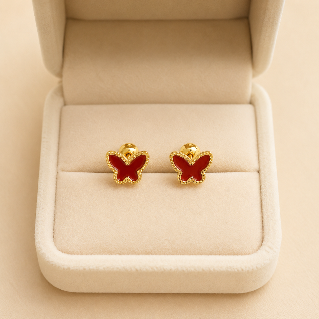 Crimson Butterfly Studs