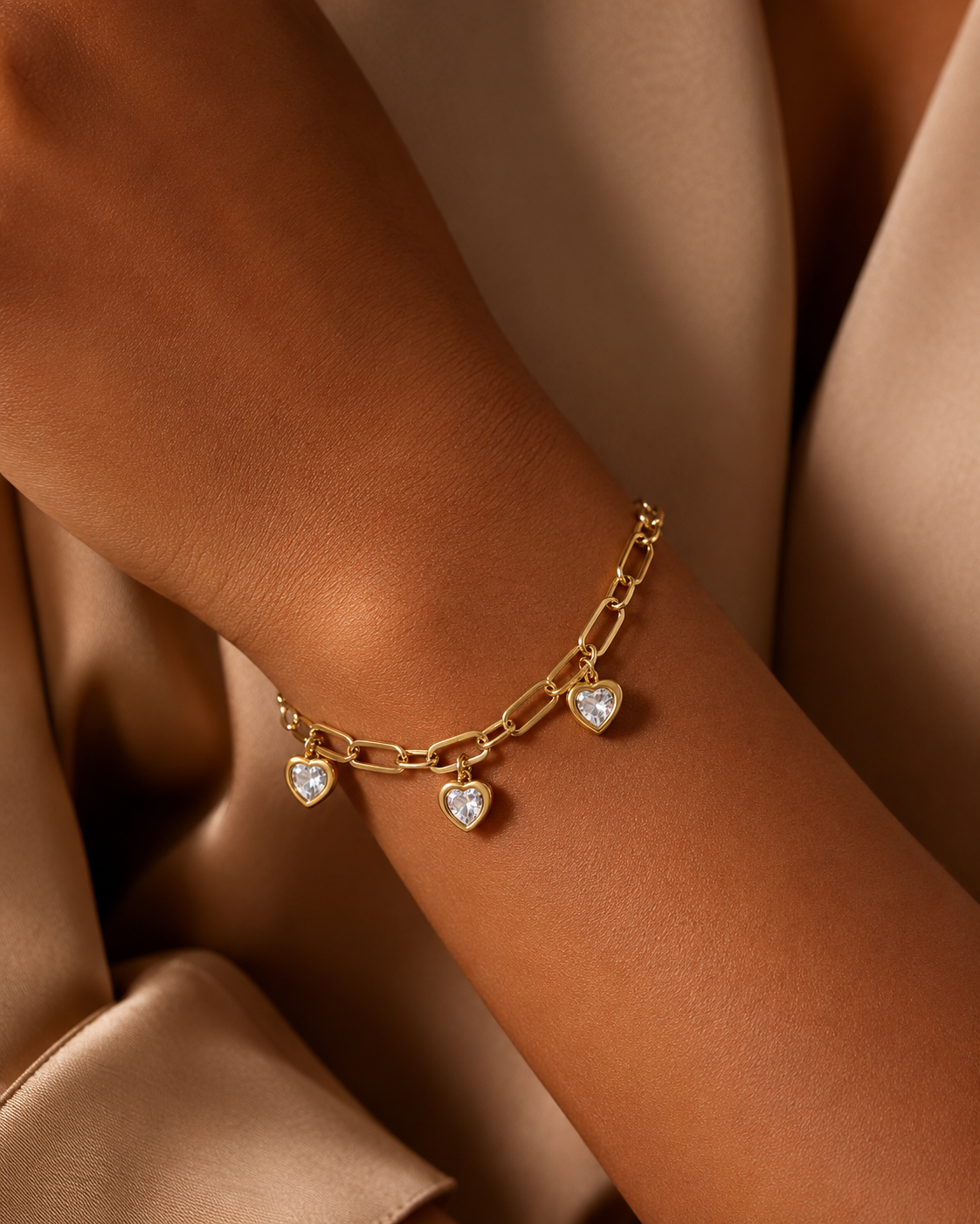 Silver Heart Link Bracelet