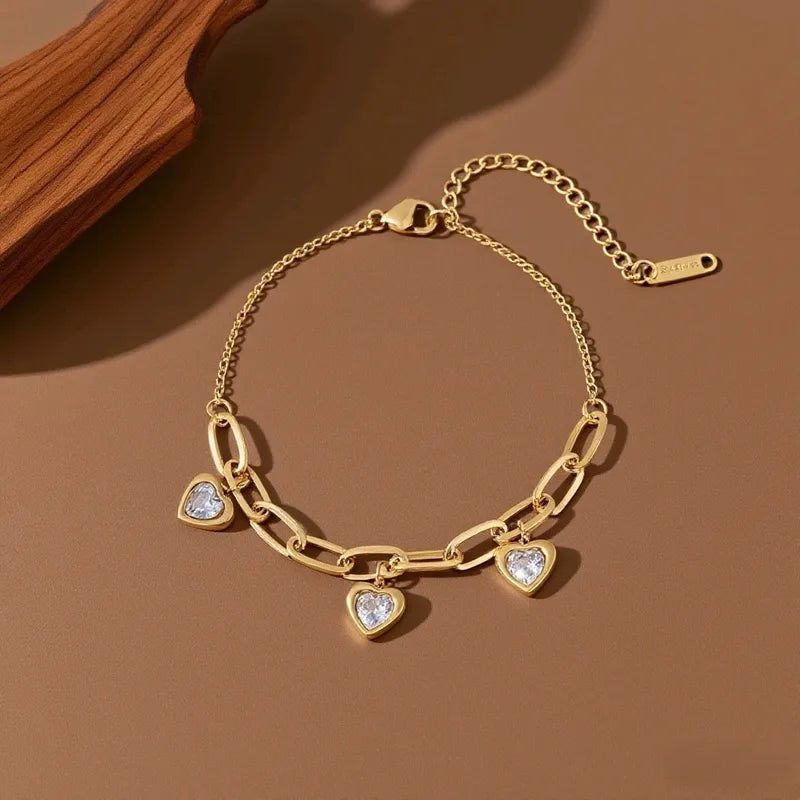 Silver Heart Link Bracelet